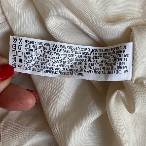 Forever 21 Mini Ivory Cream Color Dress w/ Ruffle Trim Plunging Neckline Size M - Picture 9 of 11